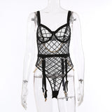 Mesh See-through Underwear Metal Chain Set Lingerie