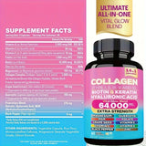 Collagen Capsules Peptides I, II, III, V, And X Microgram Biotin Keratin Hyaluronic Acid MSM Vitamin A Vitamin C Vitamin E Folic Acid Zinc Magnesium Containing Grape Seed Extract And Quercetin
