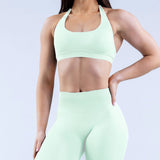 High Elastic Ultra-fine Matte Nylon Halter Beauty Back Seamless Sports Bra  With Logo Bra
