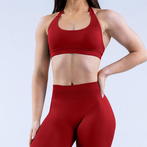 High Elastic Ultra-fine Matte Nylon Halter Beauty Back Seamless Sports Bra  With Logo Bra
