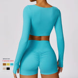 Twisted Tight Workout Clothes Casual Running Sport Long Sleeve Top