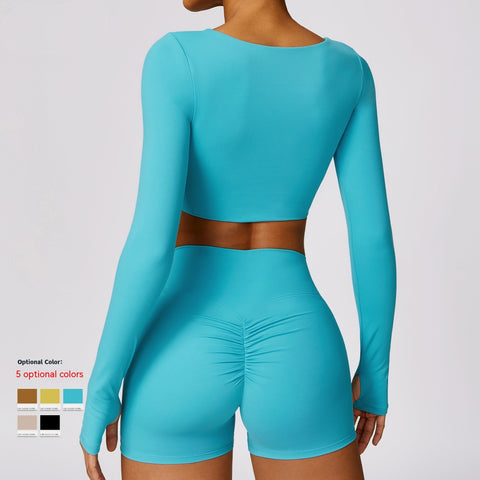 Twisted Tight Workout Clothes Casual Running Sport Long Sleeve Top