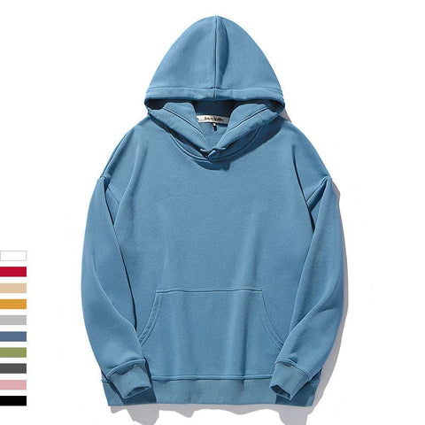 Trendy Brand Drop Shoulder Pullover Solid Color Sweater Hooded Loose Hoodie