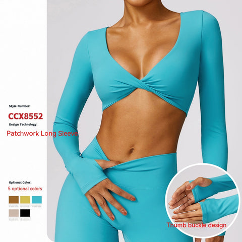 Twisted Tight Workout Clothes Casual Running Sport Long Sleeve Top