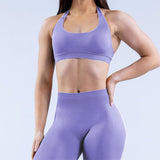 High Elastic Ultra-fine Matte Nylon Halter Beauty Back Seamless Sports Bra  With Logo Bra