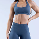 High Elastic Ultra-fine Matte Nylon Halter Beauty Back Seamless Sports Bra  With Logo Bra