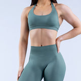 High Elastic Ultra-fine Matte Nylon Halter Beauty Back Seamless Sports Bra  With Logo Bra