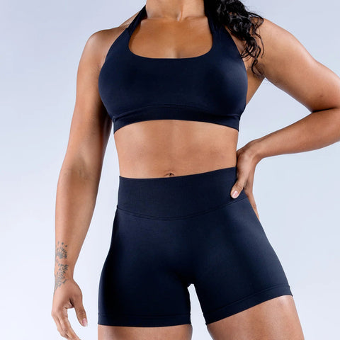 High Elastic Ultra-fine Matte Nylon Halter Beauty Back Seamless Sports Bra  With Logo Bra