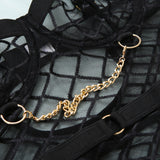 Mesh See-through Underwear Metal Chain Set Lingerie