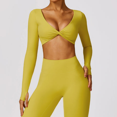 Twisted Tight Workout Clothes Casual Running Sport Long Sleeve Top
