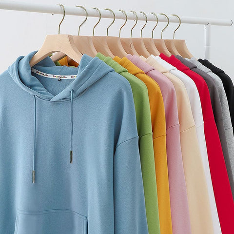 Trendy Brand Drop Shoulder Pullover Solid Color Sweater Hooded Loose Hoodie