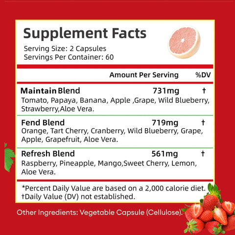 Fruit Supplements - Enhance Immunity and Improve Gastrointestinal Function - 120 Capsules