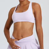 Style Padded Open Back Sexy Cross Back Yoga Fitness Running Solid