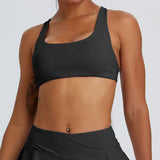 Style Padded Open Back Sexy Cross Back Yoga Fitness Running Solid