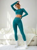2PCS Seamless Camo Yoga Sets Workout Running Yoga Wear Long Sleeves