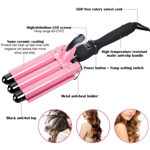 3 Barrels Hair Curling Iron Automatic Perm Splint Ceramic Hair