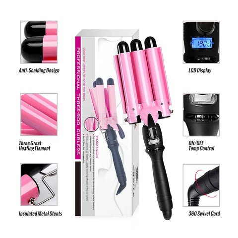 3 Barrels Hair Curling Iron Automatic Perm Splint Ceramic Hair