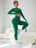 2PCS Seamless Camo Yoga Sets Workout Running Yoga Wear Long Sleeves