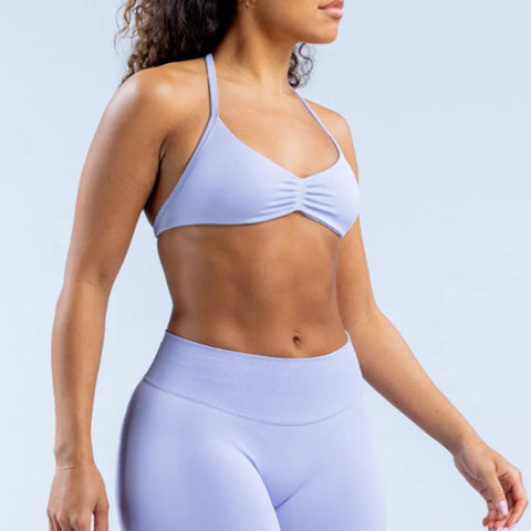DF Logo Impact Gym Set 2 Piece Women Strappy Yoga Bra Top Workout Scrunch Shorts Sports Suit Fitness Clothes Seamless Yoga Set
