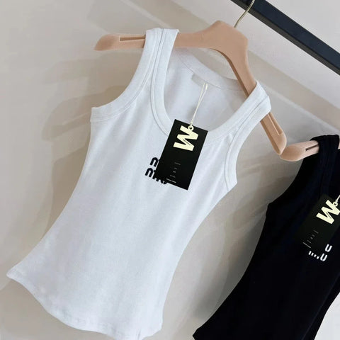 MIU Outer Wear Tank Top Vest Slim Fit Summer Sleeveless Top Base High Street High-Quality