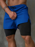 New Men Running Shorts Gym Sports Shorts 2 In 1 Quick Dry Workout Training Gym Fitness Jogging Short Pants Summer Men Shorts
