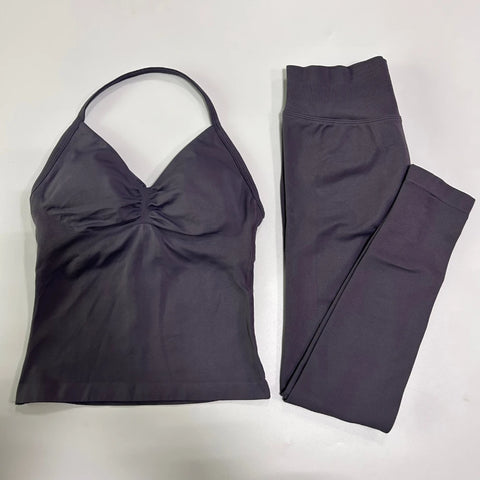Impact Gym Set Women Padded Tank Tops High Waist Scrunch Seamless Yoga Leggings Fitness Clothes Workout Sets Gym Suit Activewear