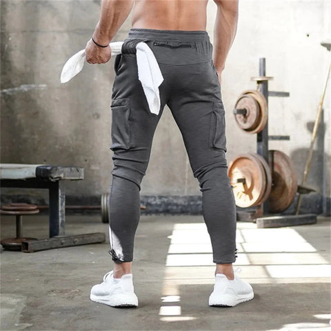 Spring Autumn Men sweatpants straight leg multi pocket camouflage Fitness pants men's zippered small ankle Training sports pants