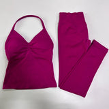 Impact Gym Set Women Padded Tank Tops High Waist Scrunch Seamless Yoga Leggings Fitness Clothes Workout Sets Gym Suit Activewear