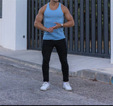 2024 Summer men Vest stripe gym Tank top Men Fitness sleeveless shirt Male Exercise Sports vest Undershirt Bodybuilding clothing
