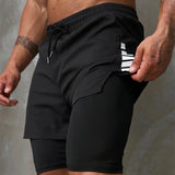 New Men Running Shorts Gym Sports Shorts 2 In 1 Quick Dry Workout Training Gym Fitness Jogging Short Pants Summer Men Shorts