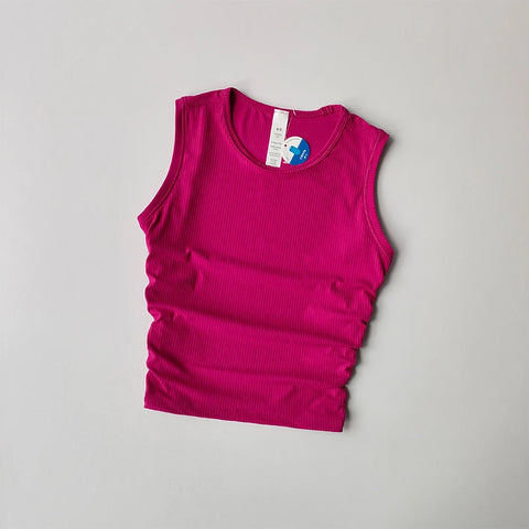 Summer Nude Yoga Racerback Female Fold Slim Fit Sports Running and Fitness Outwear Crop Top Bras Vest Shirt Quick Dry Clothing