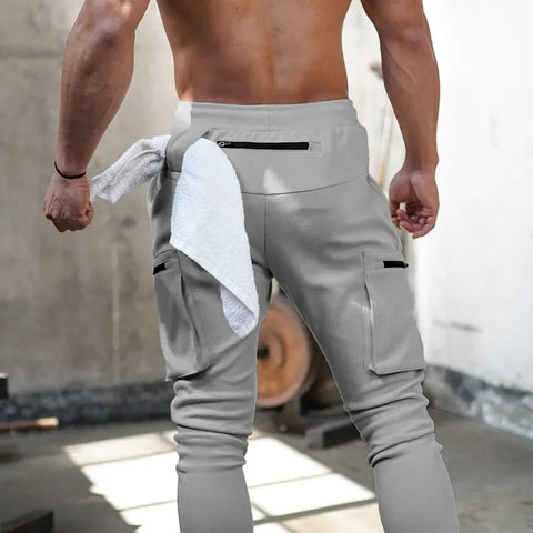 Spring Autumn Men sweatpants straight leg multi pocket camouflage Fitness pants men's zippered small ankle Training sports pants
