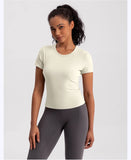 Women Seamless Yoga T-Shirt Ribbed Sports Shirt Breathable Gym Tops Sport Blouse Shirt Short Sleeve Running T-Shirt Yoga Shirts