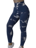 Black Seamless Leggings for Women Fitness YOga Pants High Waist Knitted Tie Dyed Leggings Workout Butt Lifting Sports Gym Tights