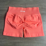Impact Shorts with Logo 4.5'' Low Waist Seamless Yoga Shorts Scrunch Bum Gym Shorts Workout Biker Short Stretch Fitness Short