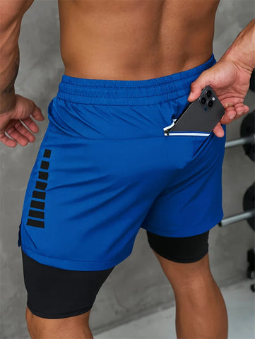 New Men Running Shorts Gym Sports Shorts 2 In 1 Quick Dry Workout Training Gym Fitness Jogging Short Pants Summer Men Shorts