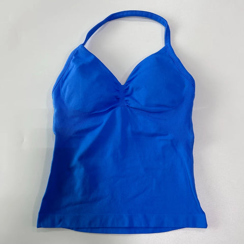 Impact Longline Strappy Gym Top Backless Women Built-in Bra With Pad Breathable Gym Clothes Running Yoga Vest Tank Tops XS-XL