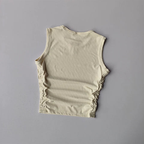Summer Nude Yoga Racerback Female Fold Slim Fit Sports Running and Fitness Outwear Crop Top Bras Vest Shirt Quick Dry Clothing