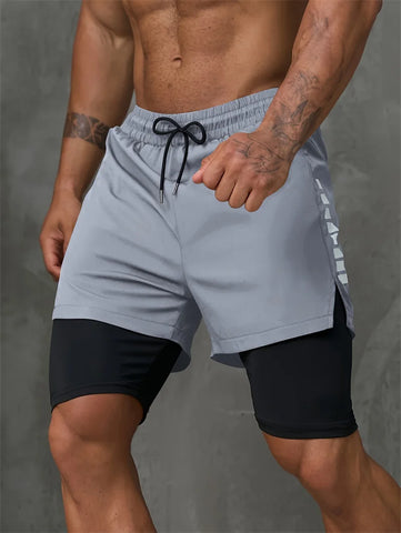 New Men Running Shorts Gym Sports Shorts 2 In 1 Quick Dry Workout Training Gym Fitness Jogging Short Pants Summer Men Shorts