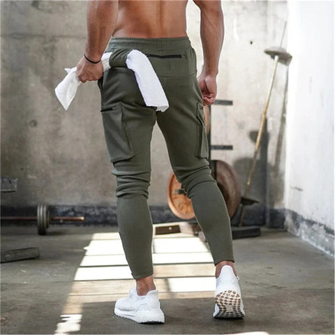 Spring Autumn Men sweatpants straight leg multi pocket camouflage Fitness pants men's zippered small ankle Training sports pants