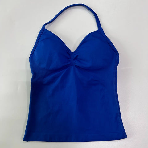 Impact Longline Strappy Gym Top Backless Women Built-in Bra With Pad Breathable Gym Clothes Running Yoga Vest Tank Tops XS-XL