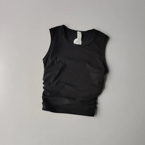 Summer Nude Yoga Racerback Female Fold Slim Fit Sports Running and Fitness Outwear Crop Top Bras Vest Shirt Quick Dry Clothing