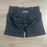 Impact Shorts with Logo 4.5'' Low Waist Seamless Yoga Shorts Scrunch Bum Gym Shorts Workout Biker Short Stretch Fitness Short