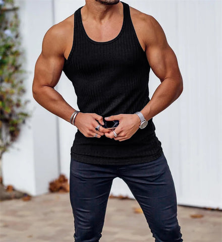 2024 Summer men Vest stripe gym Tank top Men Fitness sleeveless shirt Male Exercise Sports vest Undershirt Bodybuilding clothing