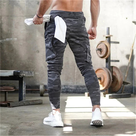 Spring Autumn Men sweatpants straight leg multi pocket camouflage Fitness pants men's zippered small ankle Training sports pants