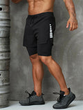New Men Running Shorts Gym Sports Shorts 2 In 1 Quick Dry Workout Training Gym Fitness Jogging Short Pants Summer Men Shorts