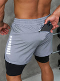 New Men Running Shorts Gym Sports Shorts 2 In 1 Quick Dry Workout Training Gym Fitness Jogging Short Pants Summer Men Shorts