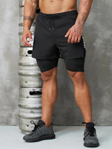 New Men Running Shorts Gym Sports Shorts 2 In 1 Quick Dry Workout Training Gym Fitness Jogging Short Pants Summer Men Shorts