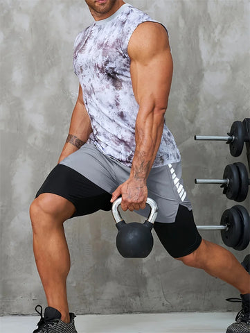 New Men Running Shorts Gym Sports Shorts 2 In 1 Quick Dry Workout Training Gym Fitness Jogging Short Pants Summer Men Shorts