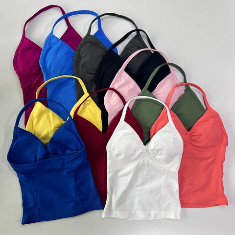 2pcs Impact Gym Set Women Backless Tank Tops High Waist Scrunch Seamless Shorts Fitness Clothes Activewear Workout Sets Gym Suit